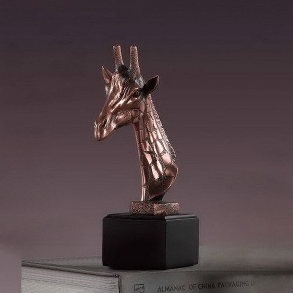Giraffe Head Portrait Bust Statuette Figurine Art Work Wildlife Decor